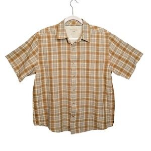 Horny Toad Men’s M Plaid Short Sleeve Button Front Shirt Organic Cotton Recycled